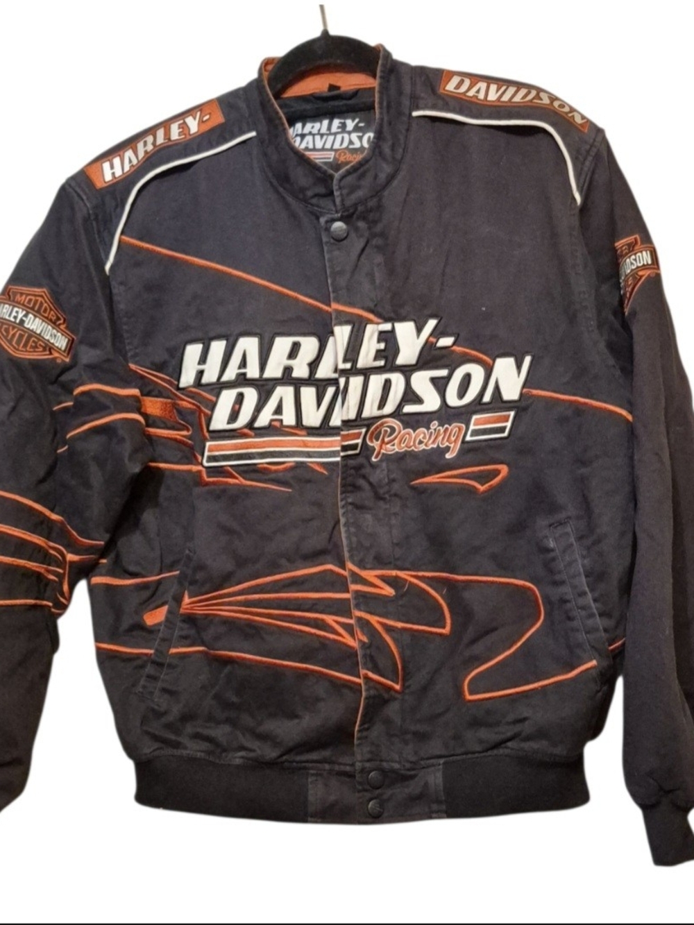 Harley-Davidson Black Jacket with Orange Racing Trim Large